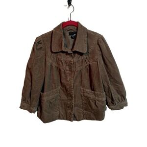H&M vintage Y2K brown corduroy jacket coat woman size 10 with pockets